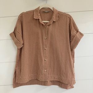Everlane The Drapey Square Shirt Burnt Orange Gingham